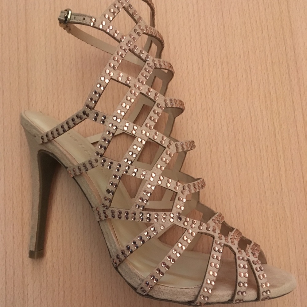 ModCloth Nude Suede Rhinestone Heels